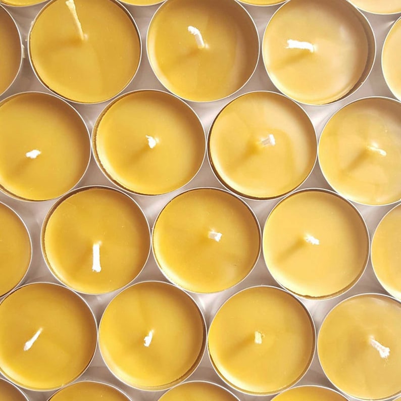 100 Beeswax Tea Light Candles Natural Candles Purifying Etsy