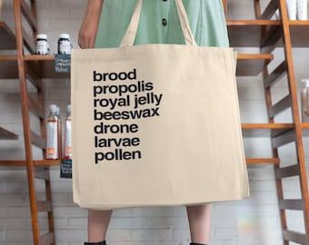 Beekeeping Terms Thick Canvas Tote Bag 100% Woven Cotton.