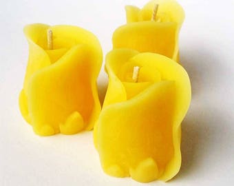 Rose Bud Candle - 100% Beeswax Candle - 3 pack