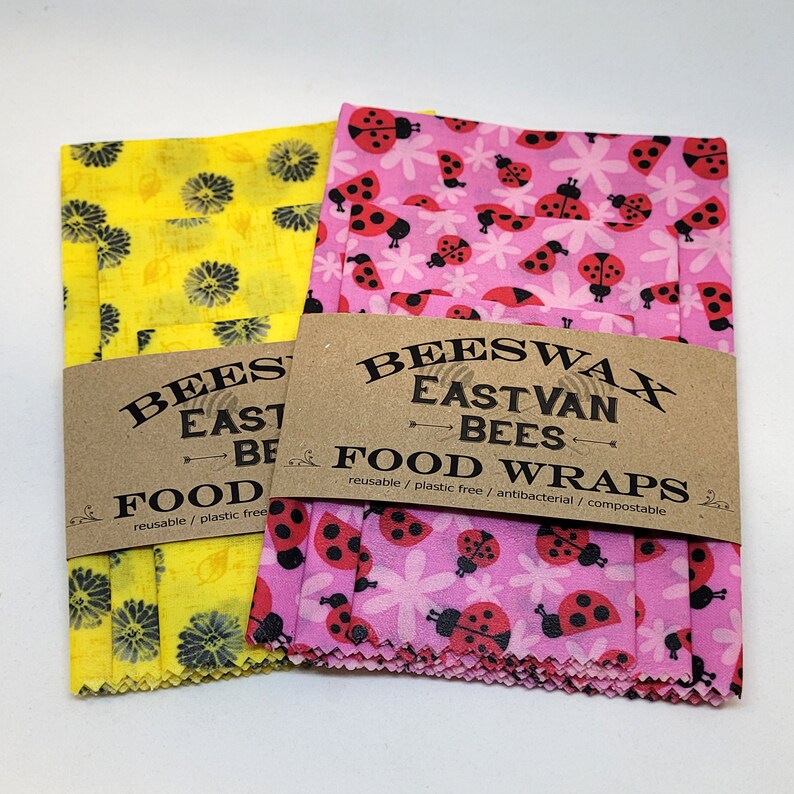 Beeswax Food Wraps, 3 pack 8 11 14, Zero waste, Food Safe, Reusable , FREE SHIPPING image 4