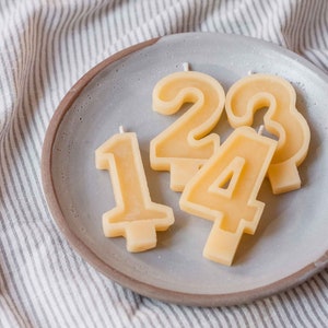 Number Beeswax Birthday Candles Cake Topper Eco Friendly Sustainable image 1