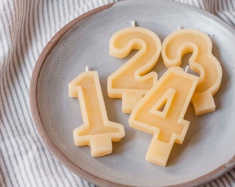 Number Beeswax Birthday Candles | Cake Topper | Eco Friendly | Sustainable