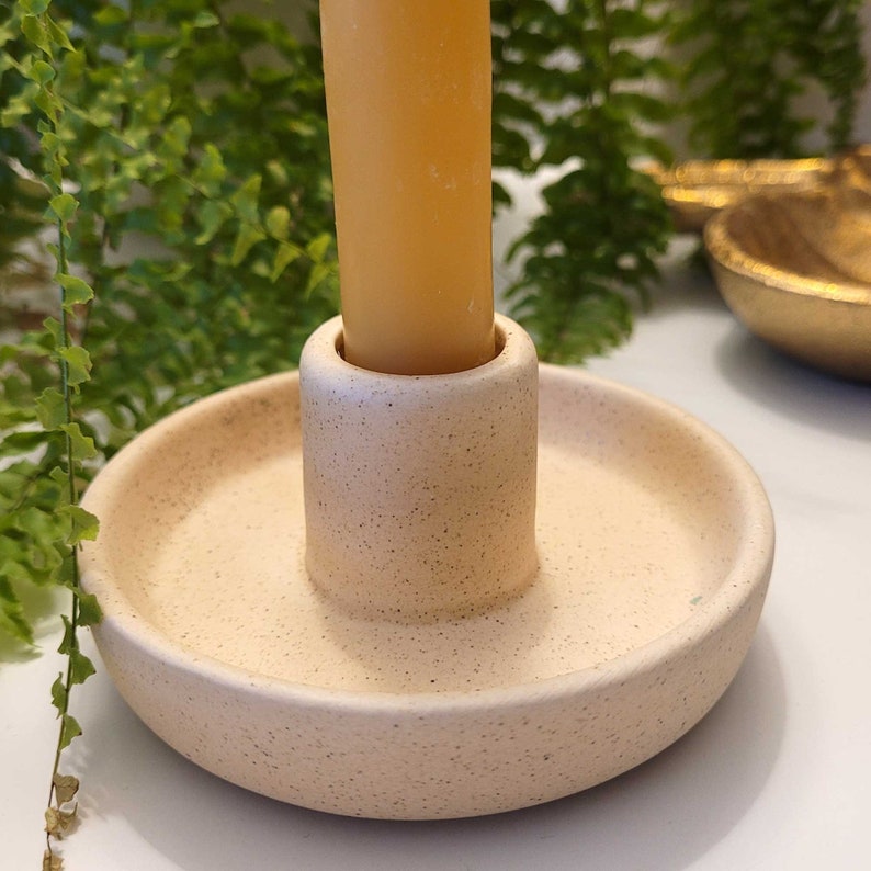 Nordic Hygge style Ceramic Candlestick Holder Beige