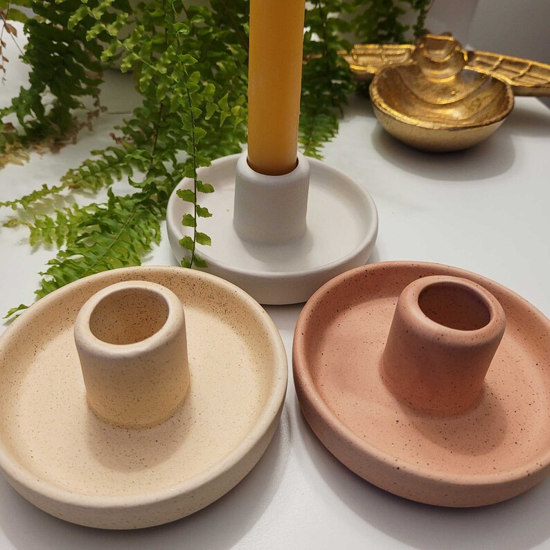Hand Dipped Taper Candles with Hygge Ceramic candle holder image 2