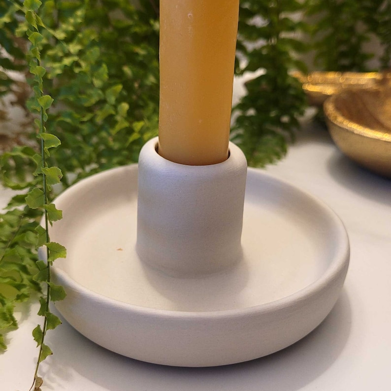 Hand Dipped Taper Candles with Hygge Ceramic candle holder image 1