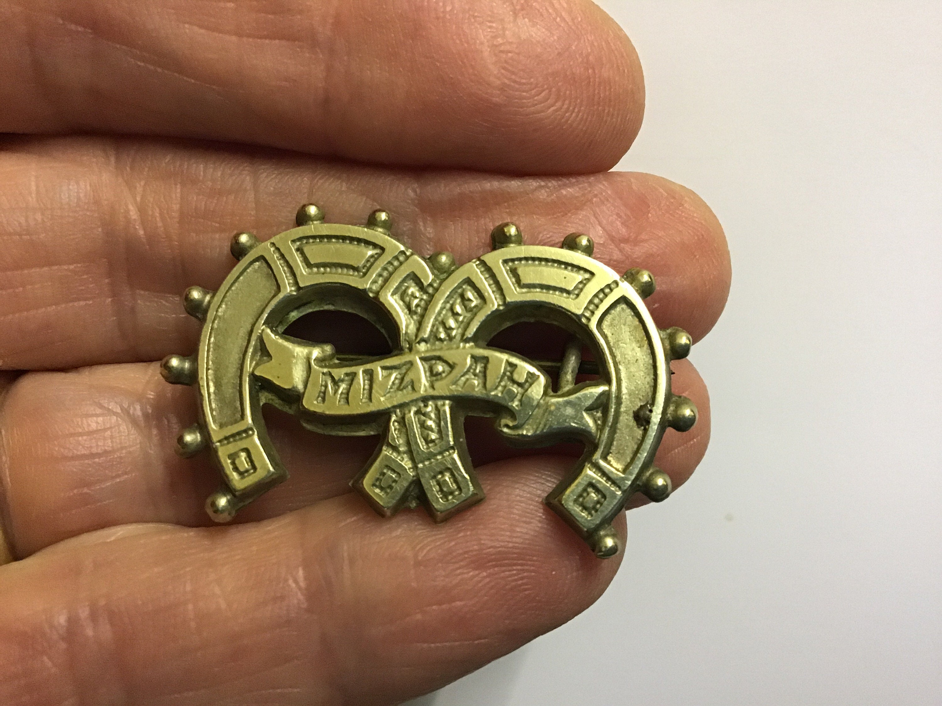 Double upside down horseshoe brooch with MIZPAH across the Etsy