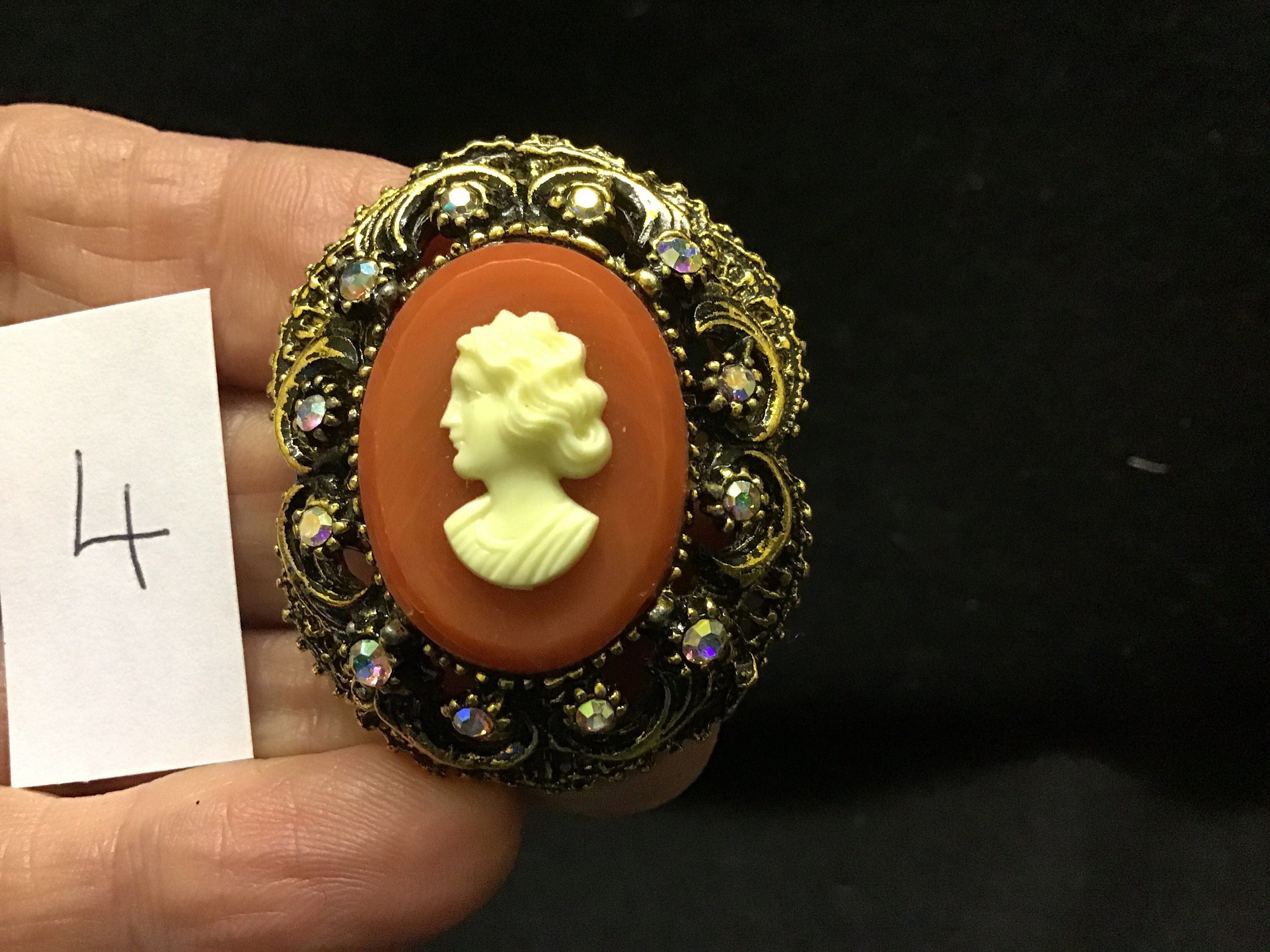 Vintage cameo brooches sold individually black blue and Etsy