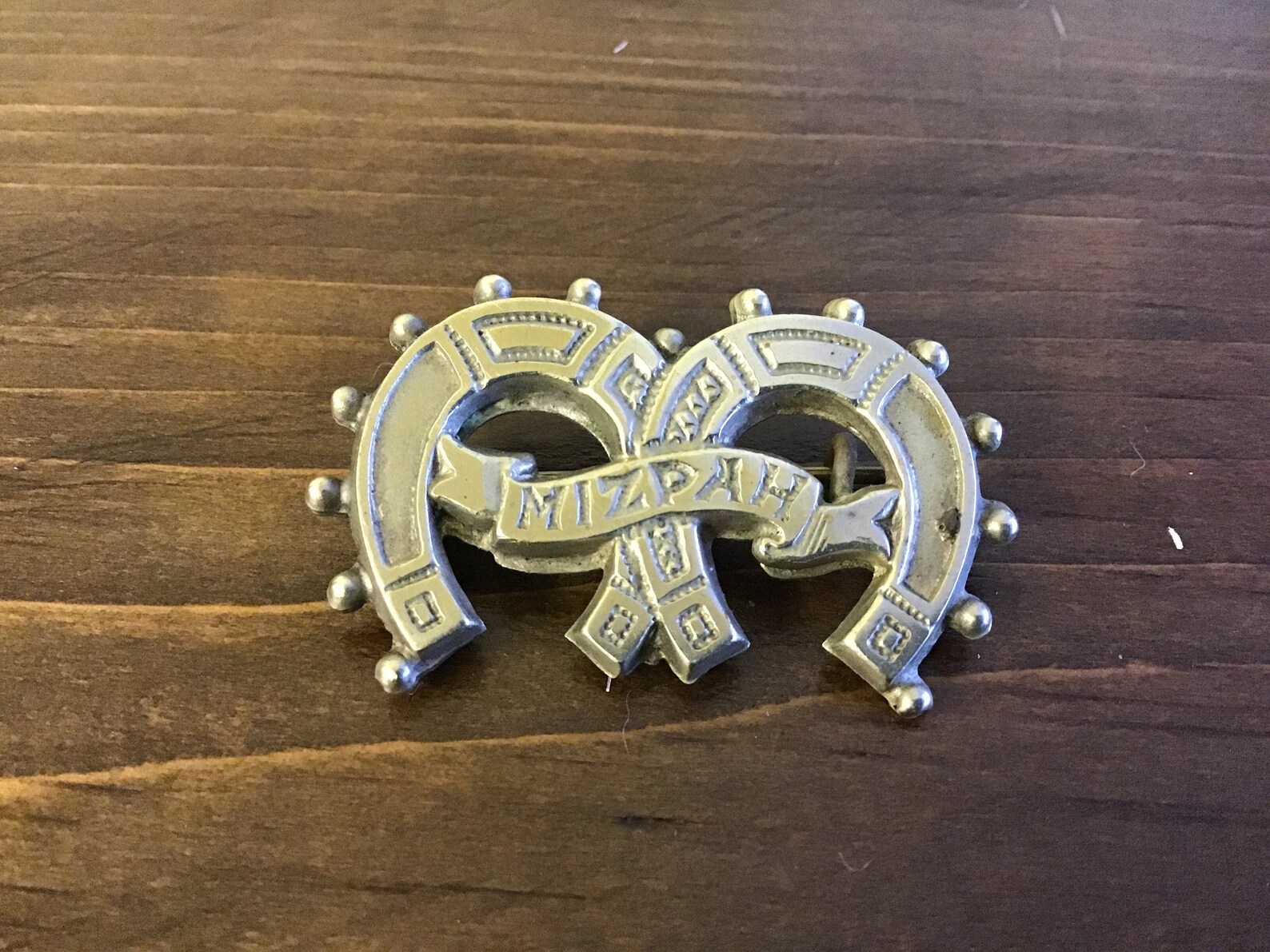 Double upside down horseshoe brooch with MIZPAH across the Etsy