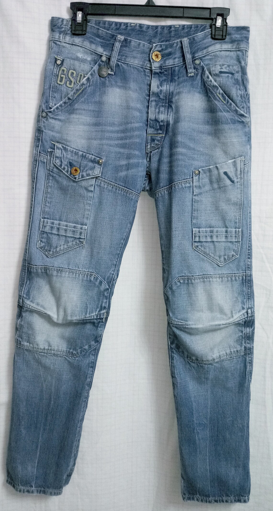G-STAR 0riginals Raw Vtg Men's Biker Jeans Rare 3301 Button Close 3-D ...