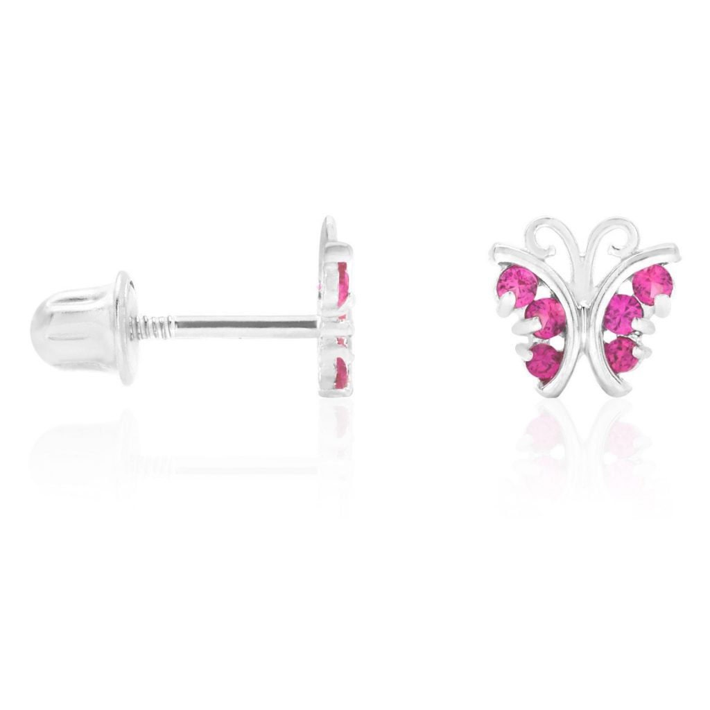 Round Cut Simulated Peridot Owl Stud Earrings In 14K White Gold Over Sterling Silver