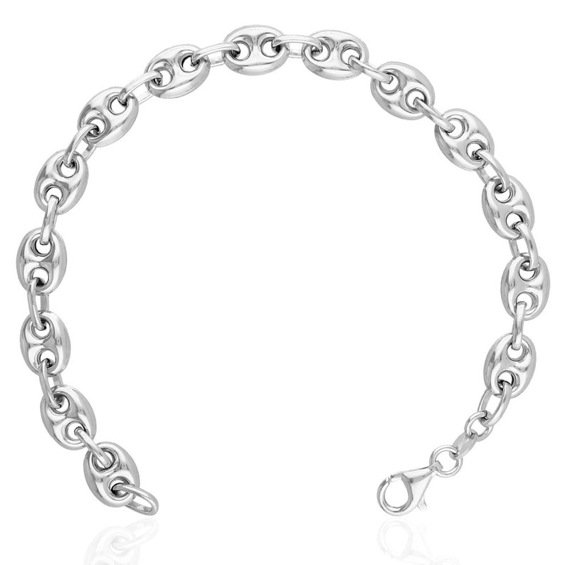 925 Sterling Silver Italian 6mm Puff Mariner 10k Yellow Gold Necklace Chain