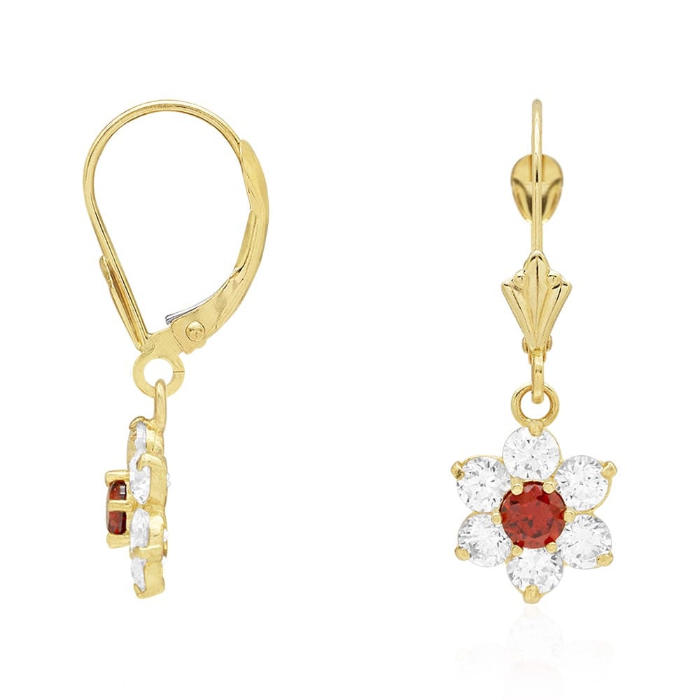 1Ct Simulated Diamond /& Alexandrite 14K Yellow Gold Flower Dangle Earrings