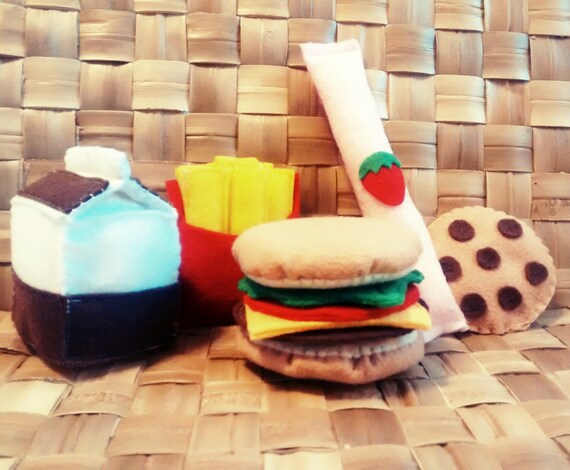 Felt Food PDF Patterns, Hamburger, Tea Party, Chicken Dinner (Set of 3)