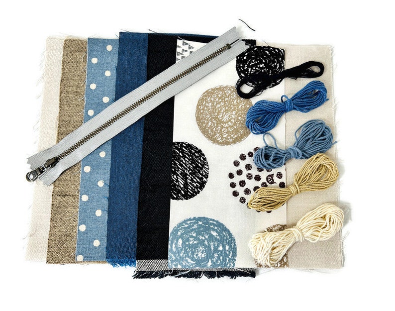 KIT Only Make Your Own Sashiko/boro Pouch Japanese Patchwork Slow