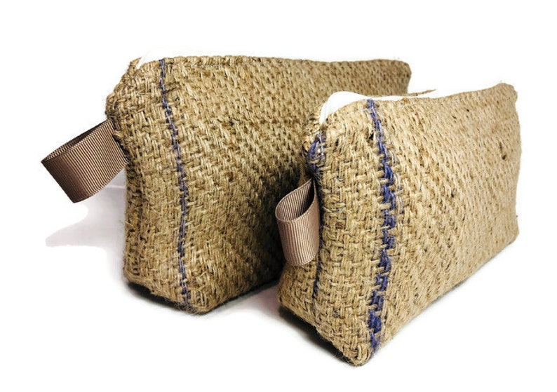 Re-purposed Burlap Pencil Case Up-cycled Jute Pouch Utensil bag Hessian Zipper bag Unique Tool Bag Alternative Clutch
