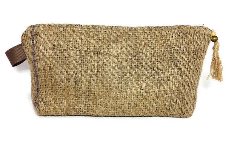 Re-purposed Burlap Pencil Case Up-cycled Jute Pouch Utensil bag Hessian Zipper bag Unique Tool Bag Alternative Clutch