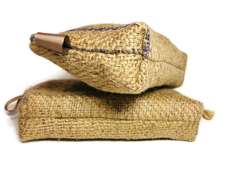 Re-purposed Burlap Pencil Case Up-cycled Jute Pouch Utensil bag Hessian Zipper bag Unique Tool Bag Alternative Clutch