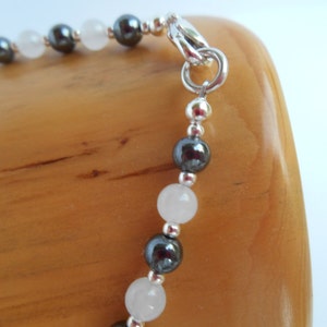 Genuine hematite and snow quartz bracelet image 3