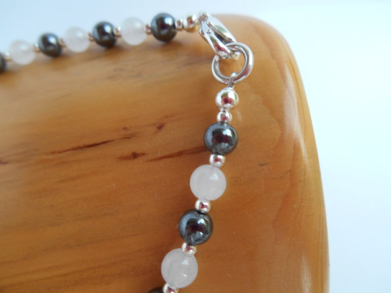 Genuine hematite and snow quartz bracelet image 3