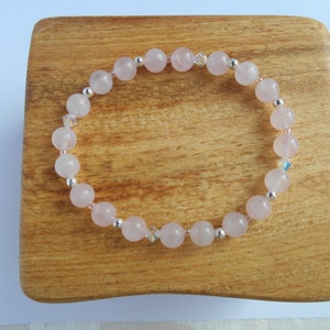 Rose quartz and sterling silver bracelet