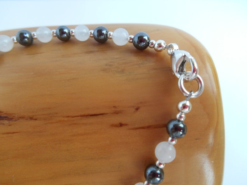 Genuine hematite and snow quartz bracelet image 5