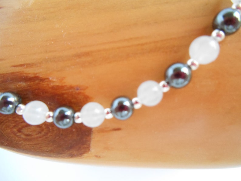 Genuine hematite and snow quartz bracelet image 2