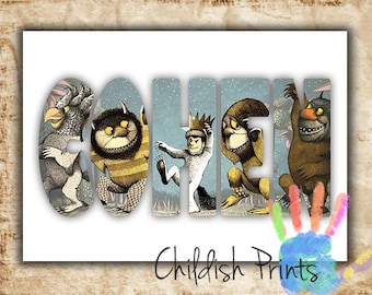 personalised WHERE THE WILD Things Are character name art gift idea printable - Max (custom name)