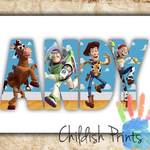 Ideia de presente com nome de personagem personalizado do TOY STORY para impressão - Woody Buzz Lightyear, Jessie Rex, Bullseye Ham, Slinky Zurg, Potato Head, Aliens