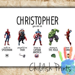 custom SUPERHERO name print - personality art - father's day - gift idea - birthday - printable