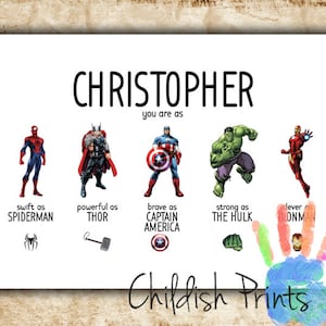 custom SUPERHERO name print - personality art - father's day - gift idea - birthday - printable