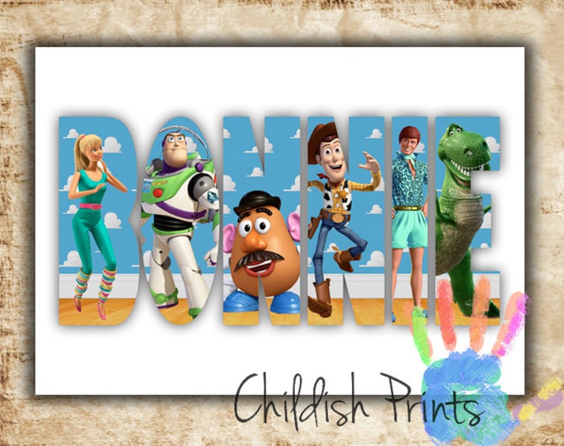 Personalised TOY STORY character name art gift idea