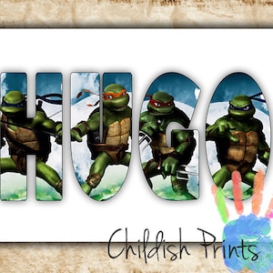 personalised TMNT character name art gift idea printable - Teenage Mutant Ninja Turtles 2007