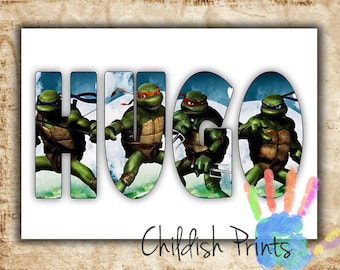 personalised TMNT character name art gift idea printable - Teenage Mutant Ninja Turtles