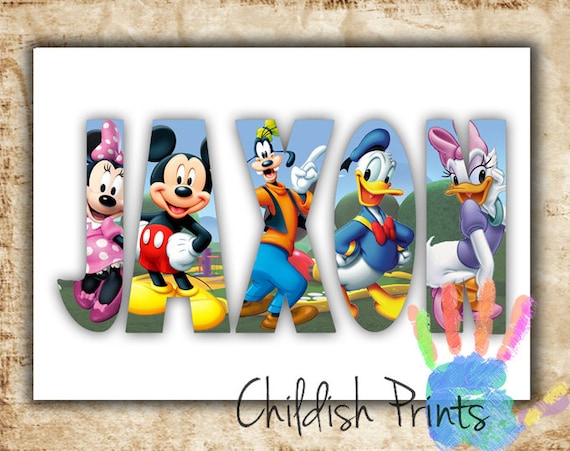 Personalised MICKEY MOUSE Club House Character Name Art Gift - Etsy Personalised MICKEY MOUSE Club House Character Name Art Gift - Etsy