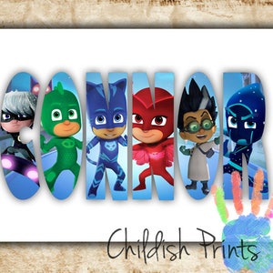 Personalised PJ MASKS Character Name Art Gift Idea Printable - Etsy