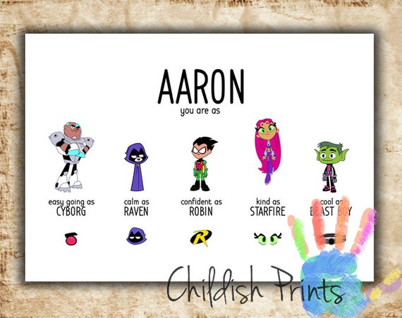 custom TEEN TITANS name print - personality art - gift idea - birthday -  printable