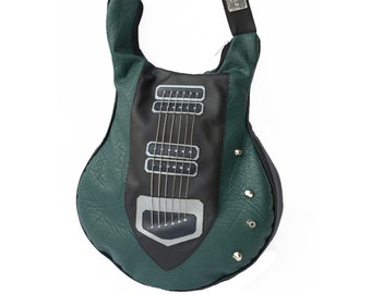 Electric Guitar Vegan Leather Crossbody Bag, Large Crossbody Bag Strap, Guitar String Art, Faux Leather Shoulder Bag, Guitar Strap Purse