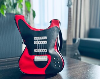 Portemonneeriem voor elektrische gitaar van veganistisch leer, cadeau voor gitarist, kleine schoudertas
