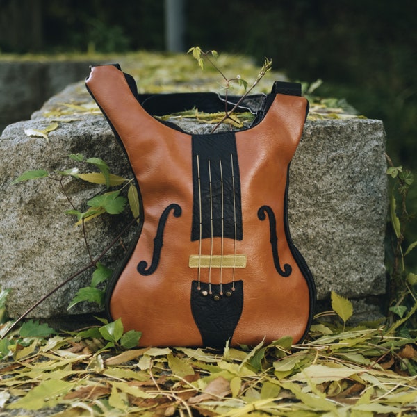 Geige, Geige Geschenke, Vegan Geldbeutel, Vegan Leder Tasche, Musikinstrumente, Ungewöhnliche Geschenke für Frauen, Crossbody Geldbörse Riemen, Musik Geschenke