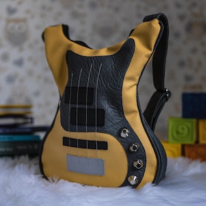 Mochila pequeña de cuero con bajo personalizado, ideal como regalo para adolescentes, bolso tipo cartera con instrumentos musicales, regalo para quinceañeras