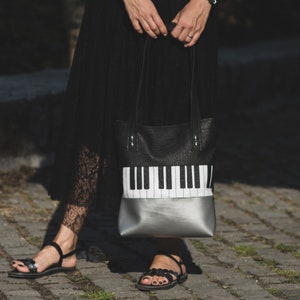 Klavier Ästhetik Lehrer Tragetasche, Tragetasche aus veganem Leder, Laptoptasche