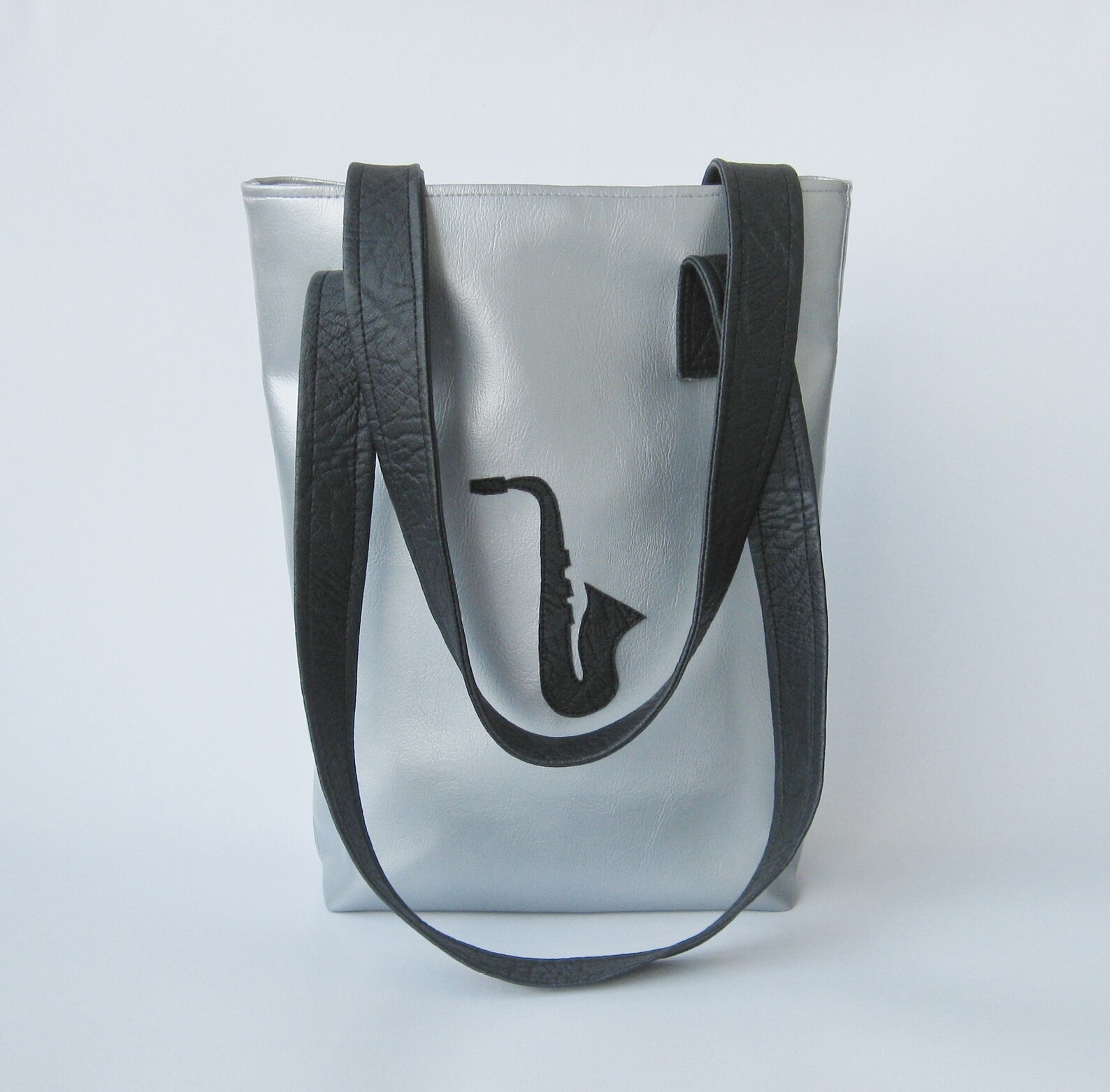 Silver Leather Tote Bag Cool Tote Personalized Tote Silver Etsy UK