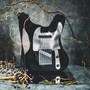 Sac à dos en cuir en forme de guitare, cadeau guitare pour musiciens, sacoche en cuir noir, accessoires gothiques