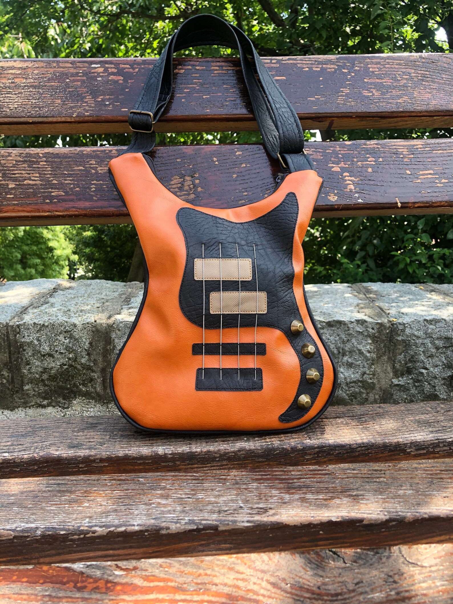 Bass Guitar Bag Guitar Shaped Purse Vegan Leather Guitar Etsy