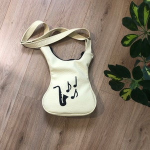 Beige Italienisch Vegan Leder Kleine Umhängetasche, Musik Hobo Tasche Geschenke für Sie, Creme Schulter Ledertasche Geldbeutel