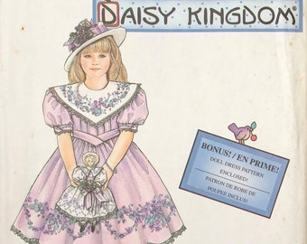 Childs/ Girls Dress & Doll Dress, Daisy Kingdom, Size 5-6X, Simplicity 9966, 90's Sewing Pattern