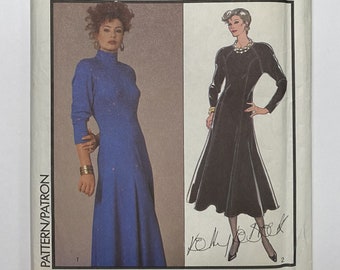 Misses' Fitted Long Sleeve Dress, Size 10 Bust 32.5 Inches, Style 4760, 80's Vintage Sewing Pattern