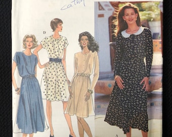 Simplicity 9795, 90's Sewing Pattern, Misses' Dress, Size 8-12, Bust 31.5-34 Inches