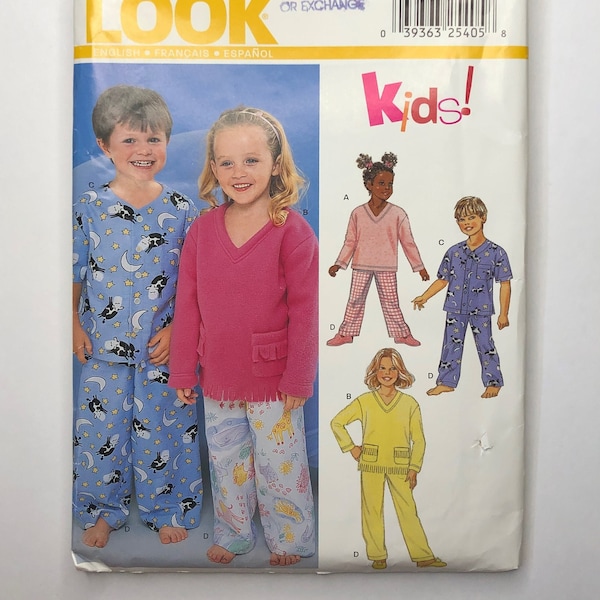 Kinder PJ's Hosen & Top, Größe 3-8, New Look 6131 Schnittmuster