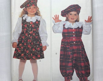 Girls Jumper, Jumpsuit, Blouse & Beret, Breast 23-24-25 Inches, 90's Butterick 3644, B-Line, Sewing Pattern